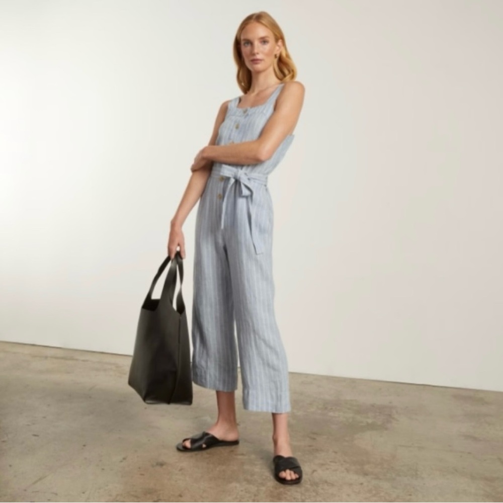 Everlane The Picnic Linen Blue Jumpsuit